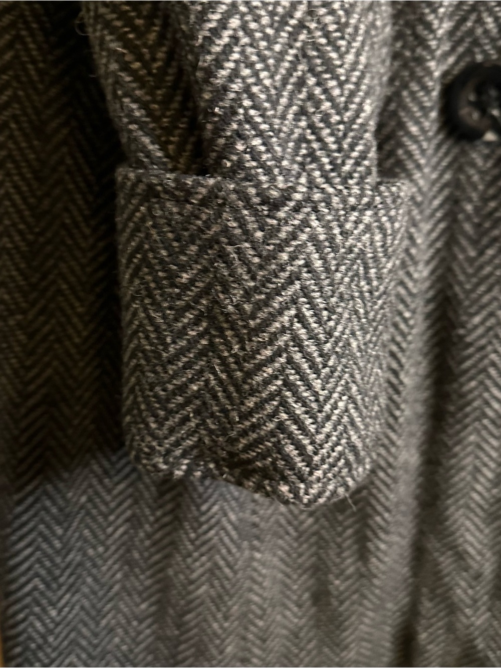 Relativity Black/Charcoal Herringbone Double Breasted Coat - Picture 4 of 7